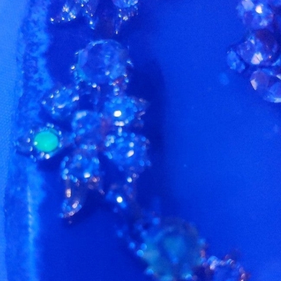 Vintage rhinestones floral design some uranium glass necklace and earrings set - Picture 8 of 13